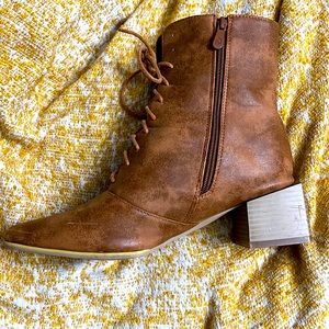 Lace-Up Square Toe Booties